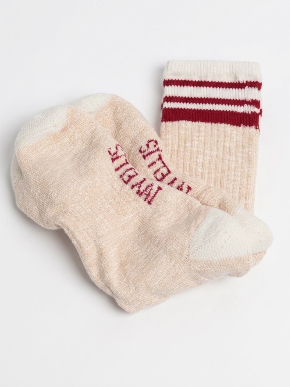 Ivy Ellis Torrisdale Cotton Crew Socks Cream Red Vintage Athletic OSFM